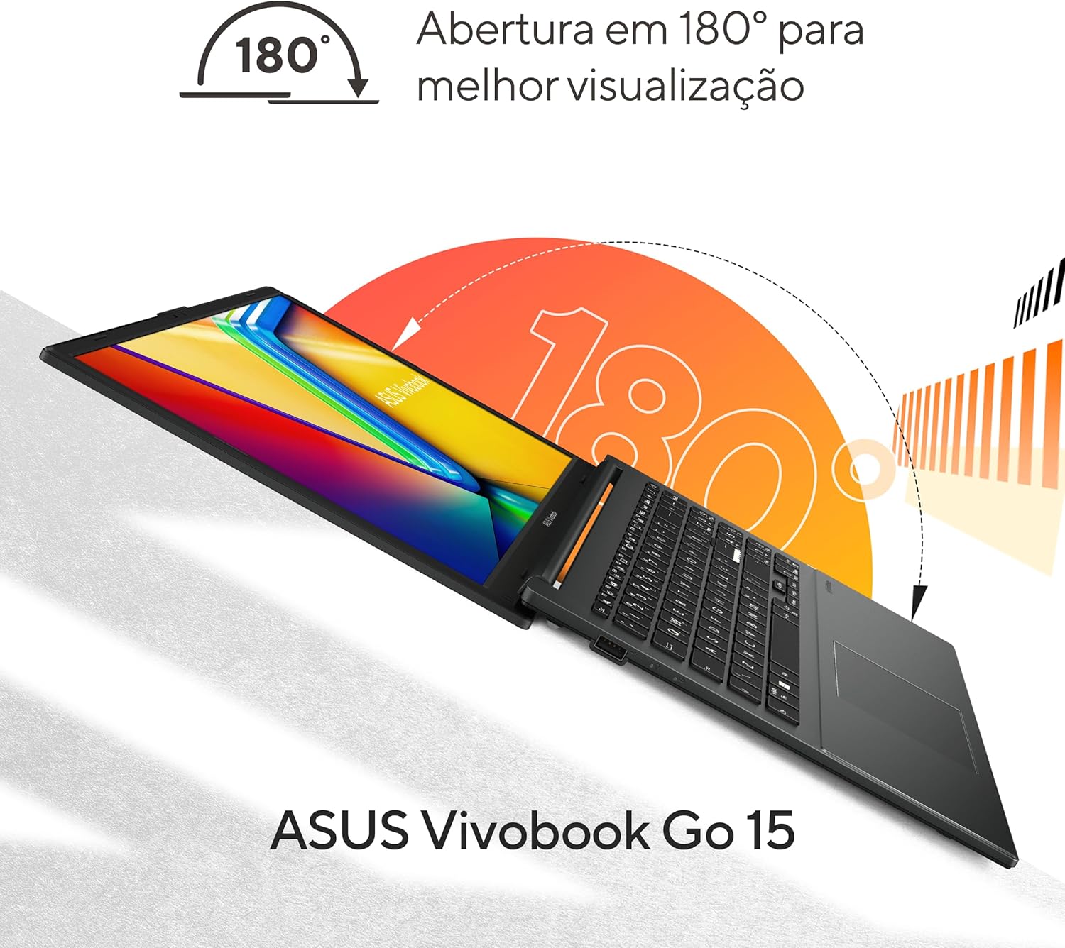 Notebook ASUS VivoBook Go 15, AMD RYZEN 5 7520U, 8GB, 256GB SSD, KeepOS, Tela 15,6" FHD, Mixed Black - E1504FA-NJ731 - Imagem 2