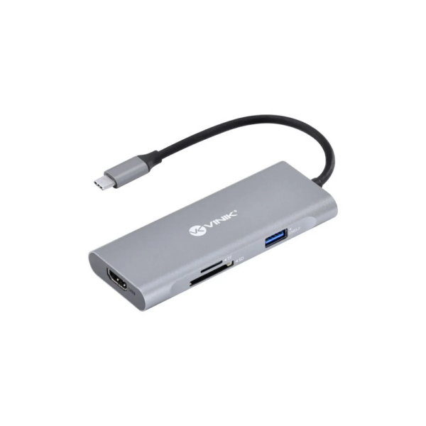 Hub Usb Tipo-C 7 Em 1 C/ 3X Usb 3.0 + Leitor De Cartão Sd/Tf + Hdmi + Tipo C - Hc-7