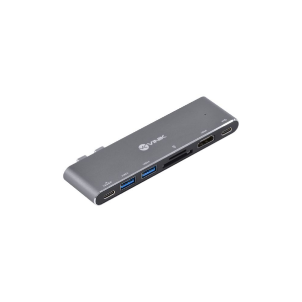 Hub Usb Tipo-C 7 Em 2 - 2X Usb 3.0 + Leitor De Cartão Sd Tf + Hdmi + Thunderbolt 3 + Power Delivery 100W - Hc-72