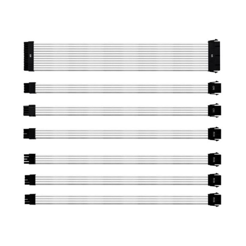 Kit Cabo Extensão Sleeved Para Fonte Cooler Master Psu 30Cm Capa De Pvc Branco | Cma-Nest16Xxwt1-Gl