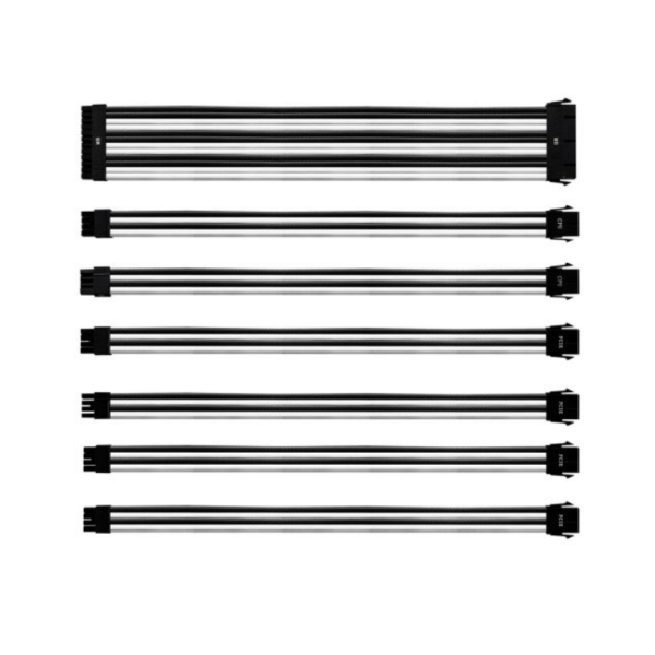 Kit Cabo Extensão Sleeved Para Fonte Cooler Master Psu 30Cm Capa De Pvc Branco E Preto | Cma-Nest16Wtbk1-Gl