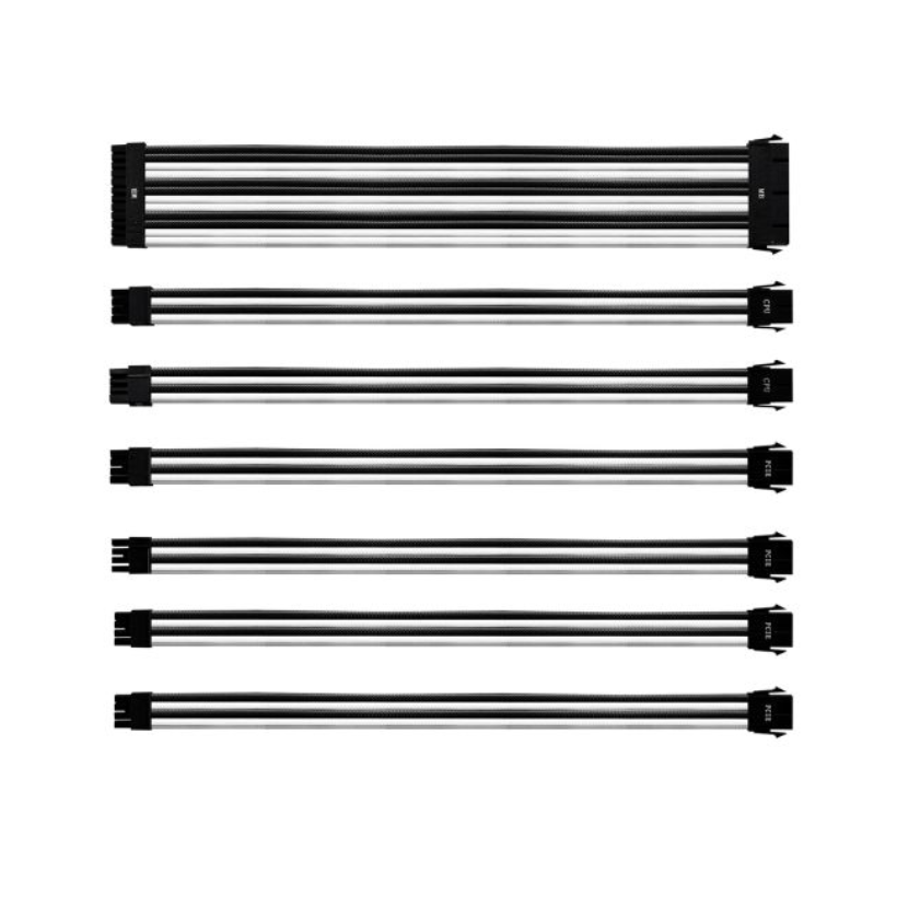 Kit Cabo Extensão Sleeved Para Fonte Cooler Master Psu 30Cm Capa De Pvc Branco E Preto | Cma-Nest16Wtbk1-Gl
