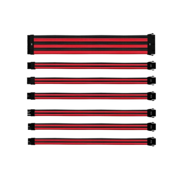 Kit Cabo Extensão Sleeved Para Fonte Cooler Master Psu 30Cm Capa De Pvc Vermelho E Preto | Cma-Nest16Rdbk1-Gl