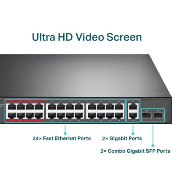 Alternative view of Switch Poe+ C/ 24 Portas 10/100Mbps E 2 Portas Gigabit Tl-Sl1226P Smb