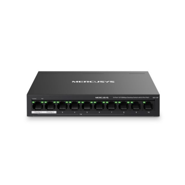 Switch Fast 10/100Mbps 10 P C/ 8 Portas Poe+ Ms110P