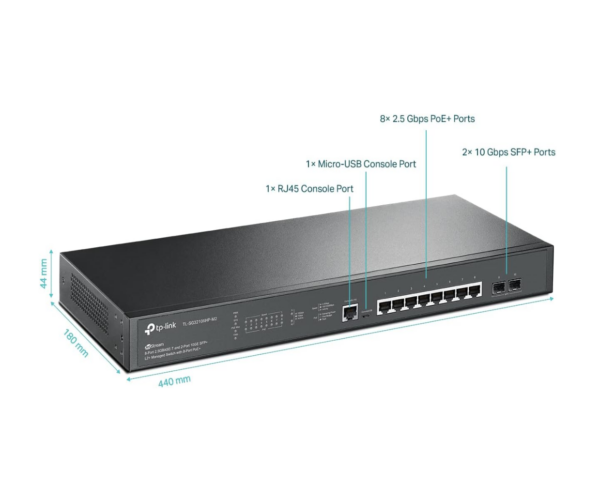 Alternative view of Switch Gerenciável  L2+ 10 P C/ 8 P 2.5 Gbps Poe+ E 2 Slots Sfp+ De 10Gbps Tl-Sg3210Xhp-M2 Smb