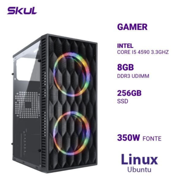 Computador 5000 Core I5 4590 3.3Ghz Mem 8Gb Ddr3 Ssd 256Gb Fonte 350W Linux Ubuntu
