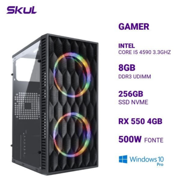 Computador 5000 Core I5 4590 3.3Ghz Mem 8Gb Ddr3 Ssd 256Gb Nvme Rx 550 4Gb Fonte 500W Windows 10 Pro