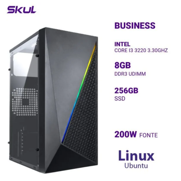 Computador B300 Core I3 3220 3.30Ghz Mem 8Gb Ddr3 Ssd 256Gb Fonte 200W Linux Ubuntu