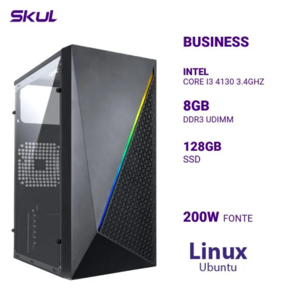 Computador B300 Core I3 4130 3.4Ghz Mem 8Gb Ddr3 Ssd 128Gb Fonte 200W Linux Ubuntu