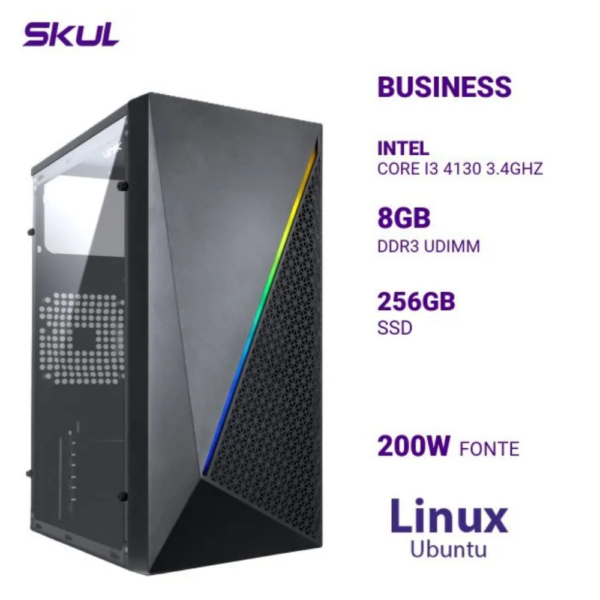 Computador B300 Core I3 4130 3.4Ghz Mem 8Gb Ddr3 Ssd 256Gb Fonte 200W Linux Ubuntu