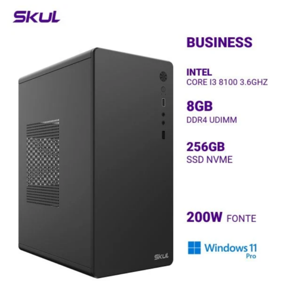Computador B300 Core I3 8100 3.6Ghz Mem 8Gb Ddr4 Ssd 256Gb Nvme Fonte 200W Windows 11 Pro