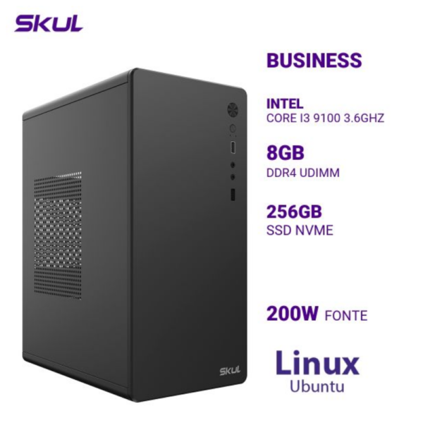 Computador B300 Core I3 9100 3.6Ghz Mem 8Gb Ddr4 Ssd 256Gb Nvme Fonte 200W Linux Ubuntu