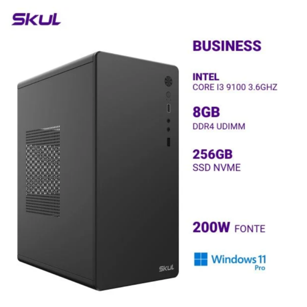 Computador B300 Core I3 9100 3.6Ghz Mem 8Gb Ddr4 Ssd 256Gb Nvme Fonte 200W Windows 11 Pro