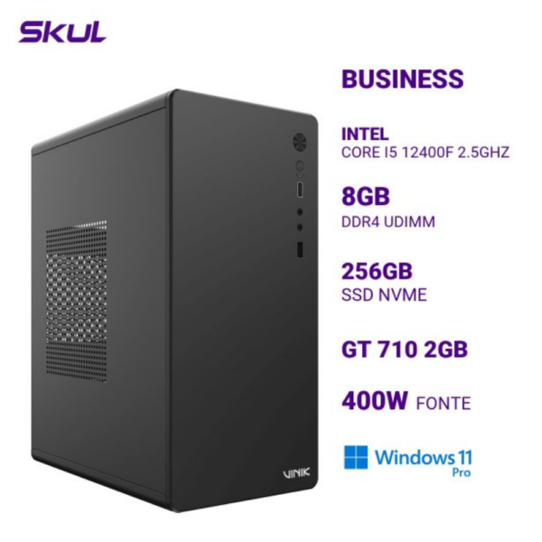 Computador B500 Core I5 12400F 2.5Ghz Mem 8Gb Ddr4 Ssd 256Gb Nvme Gt 710 2Gb Fonte 400W Windows 11 Pro