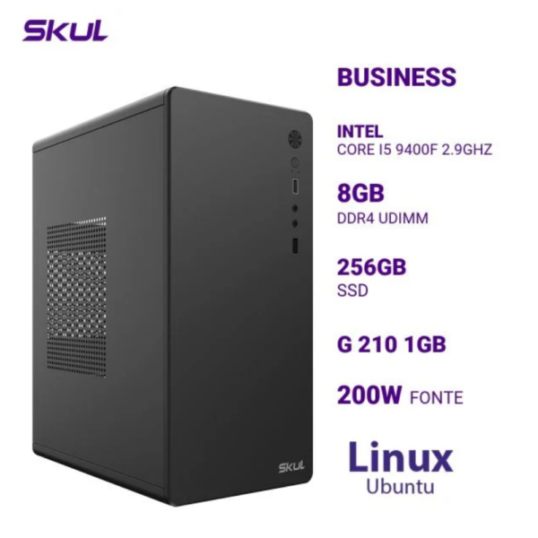 Computador B500 Core I5 9400F 2.9Ghz Mem 8Gb Ddr4 Ssd 256Gb G 210 1Gb Fonte 200W Linux Ubuntu