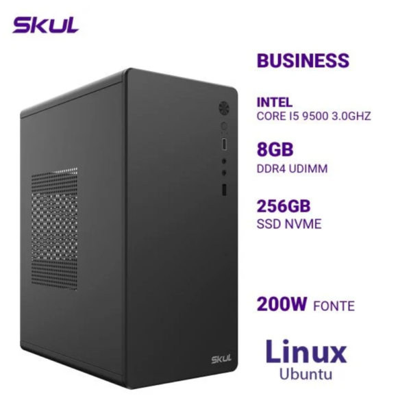Computador B500 Core I5 9500 3.0Ghz Mem 8Gb Ddr4 Ssd 256Gb Nvme Fonte 200W Linux Ubuntu