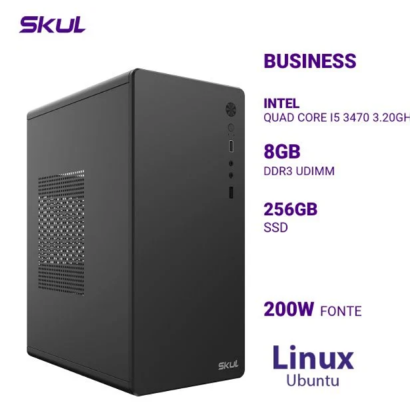 Computador B500 Quad Core I5 3470 3.20Ghz Mem 8Gb Ddr3 Ssd 256Gb Fonte 200W Linux Ubuntu