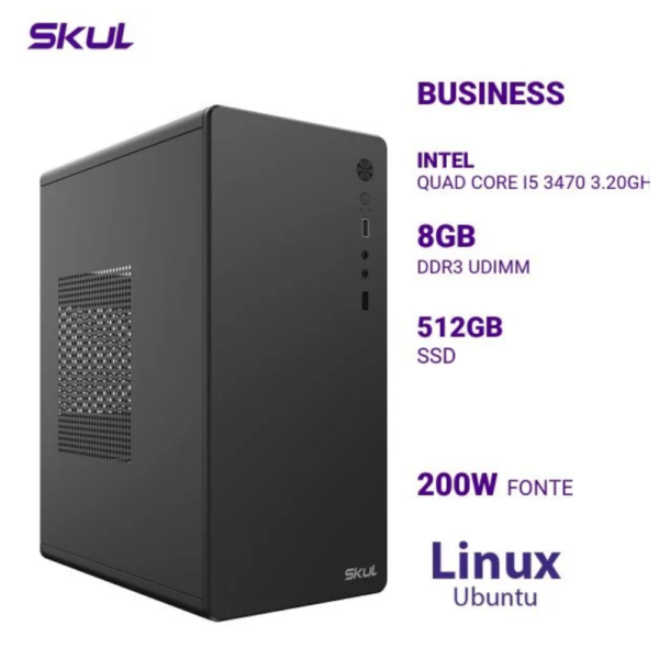 Computador B500 Quad Core I5 3470 3.20Ghz Mem 8Gb Ddr3 Ssd 512Gb Fonte 200W Linux Ubuntu