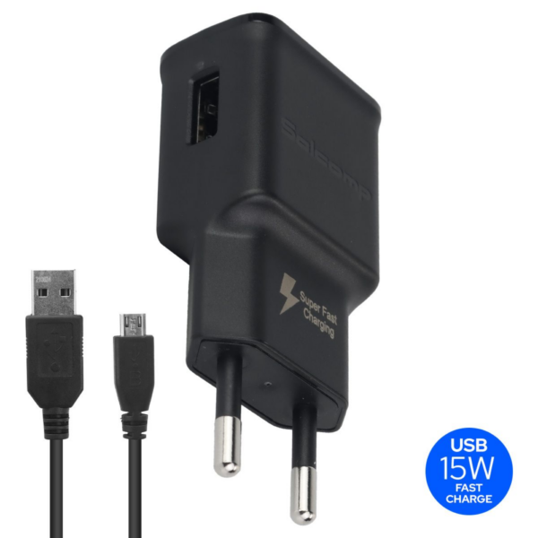 Carregador 15W Cabo Usb-C 1M Preto - Sa44181Kit