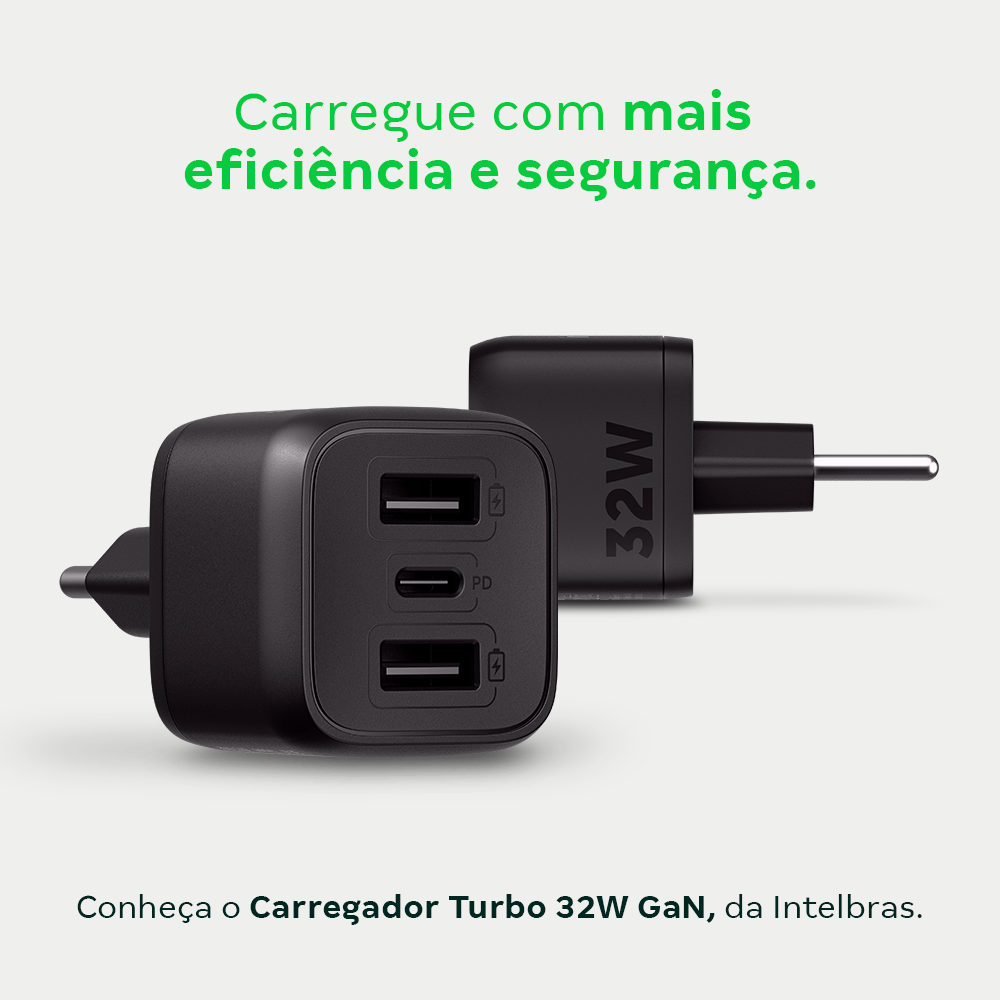 Carregador Ultrarrapido 32W C/ 3 Portas Usb (2 Usb-A + 1 Usb-C) Gan Ec12 4820192 - Imagem 2