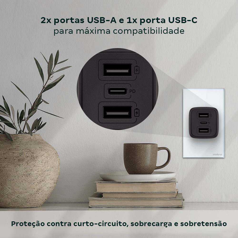 Carregador Ultrarrapido 32W C/ 3 Portas Usb (2 Usb-A + 1 Usb-C) Gan Ec12 4820192 - Imagem 3