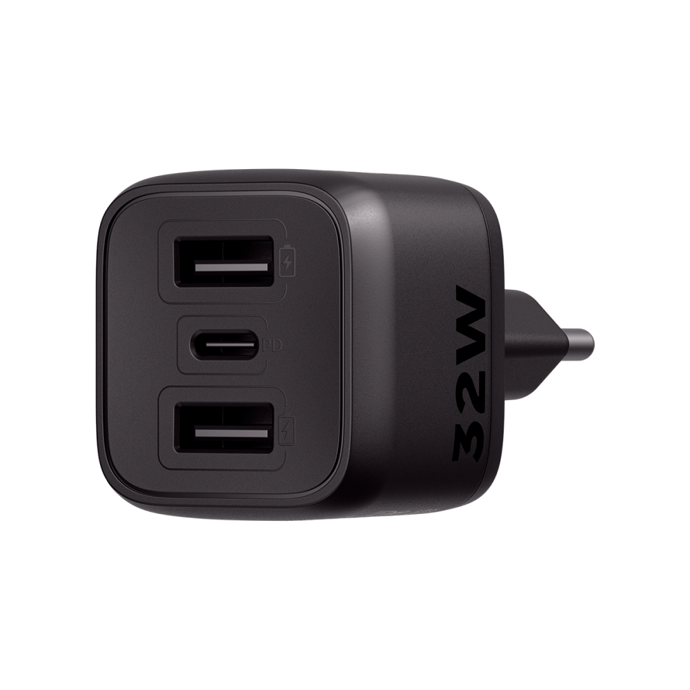 Carregador Ultrarrapido 32W C/ 3 Portas Usb (2 Usb-A + 1 Usb-C) Gan Ec12 4820192