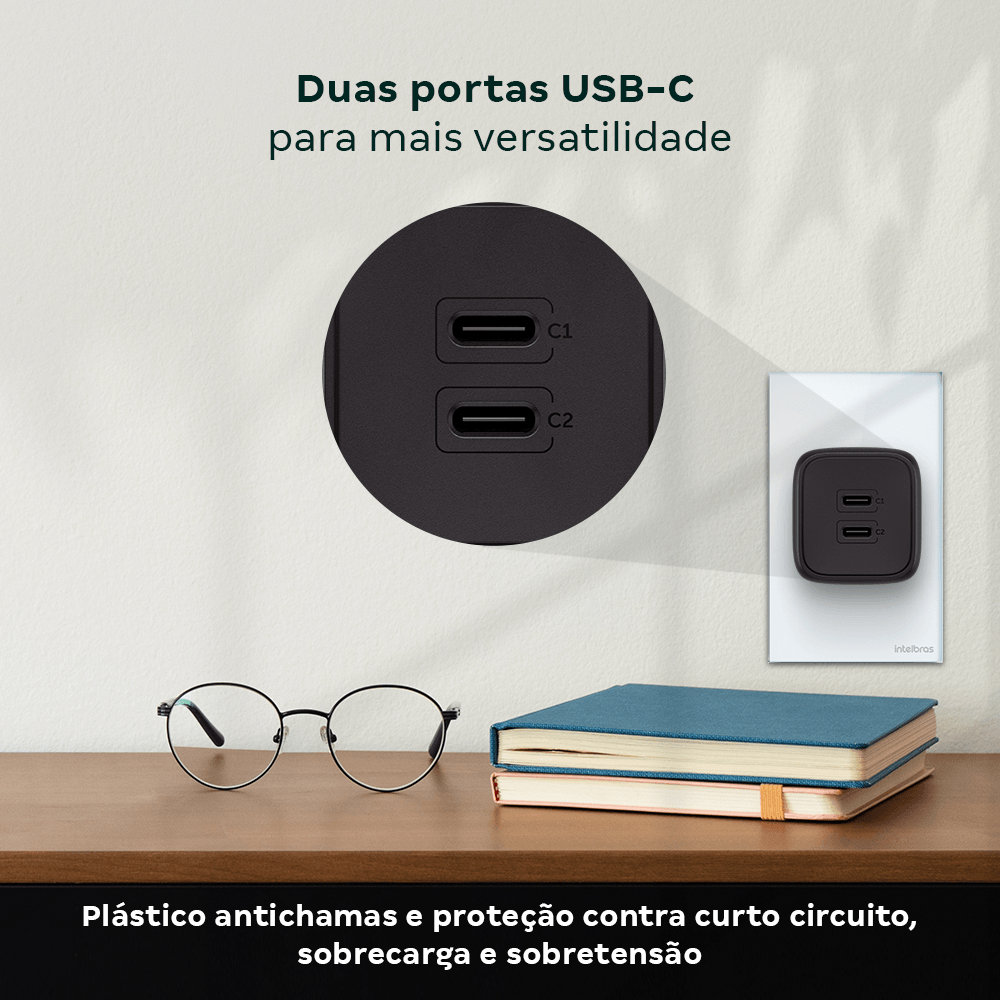 Carregador Ultrarrapido 45W C/ 2 Portas Usb-C Gan Ec20 4820191 - Imagem 6