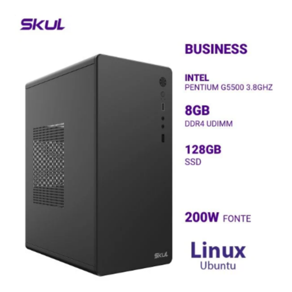 Computador B100 Pentium G5500 3.8Ghz Mem 8Gb Ddr4 Ssd 128Gb Fonte 200W Linux Ubuntu