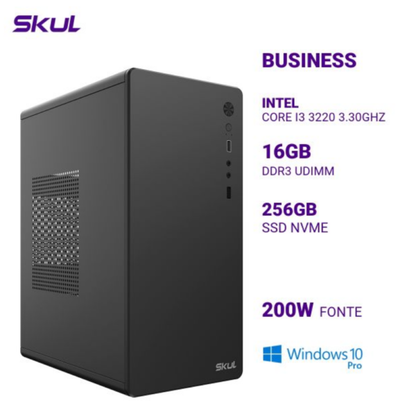 Computador B300 Core I3 3220 3.30Ghz Mem 16Gb Ddr3 Ssd 256Gb Nvme Fonte 200W Windows 10 Pro