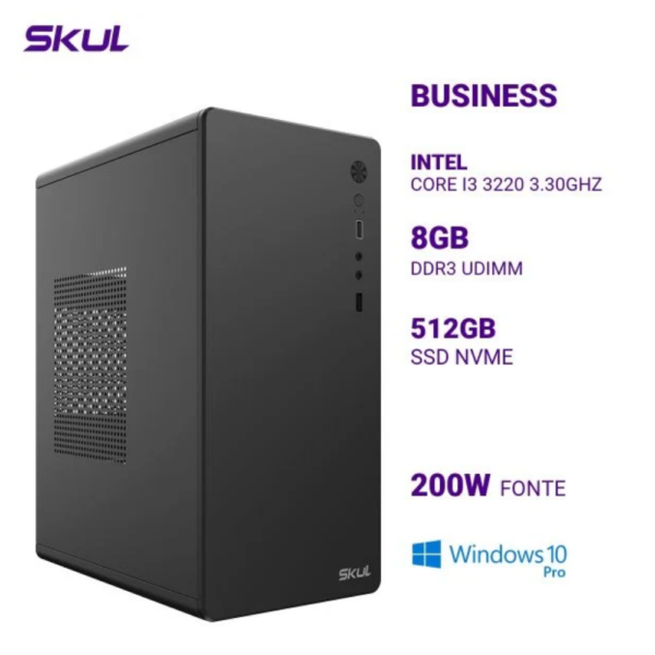 Computador B300 Core I3 3220 3.30Ghz Mem 8Gb Ddr3 Ssd 512Gb Nvme Fonte 200W Windows 10 Pro