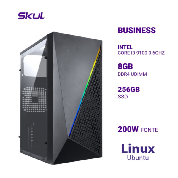 Computador B300 Core I3 9100 3.6Ghz Mem 8Gb Ddr4 Ssd 256Gb Fonte 200W Linux Ubuntu