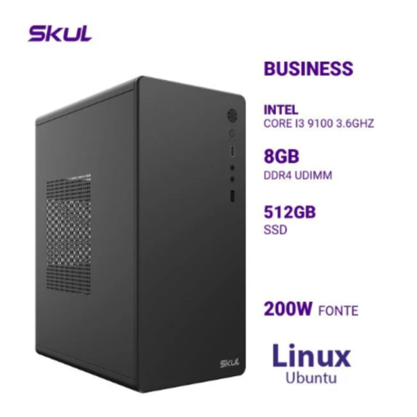 Computador B300 Core I3 9100 3.6Ghz Mem 8Gb Ddr4 Ssd 512Gb Fonte 200W Linux Ubuntu