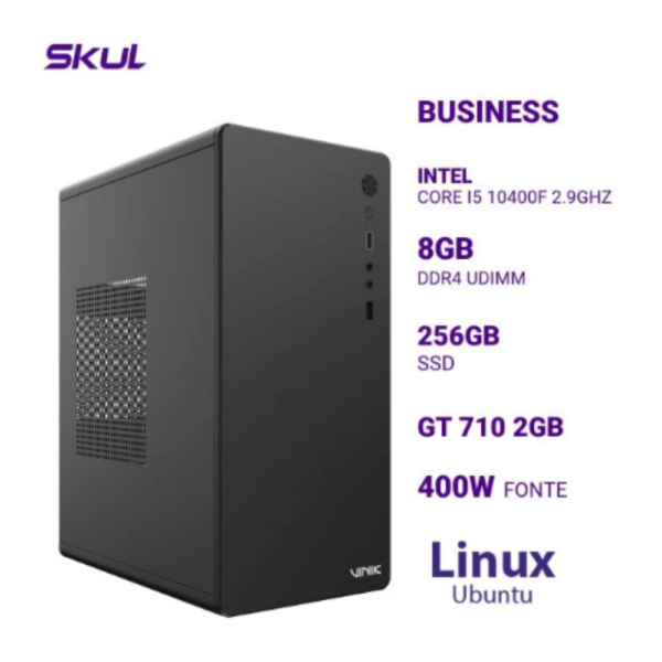 Computador B500 Core I5 10400F 2.9Ghz Mem 8Gb Ddr4 Ssd 256Gb Gt 710 2Gb Fonte 400W Linux Ubuntu