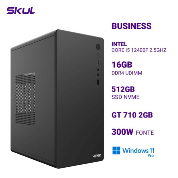 Computador B500 Core I5 12400F 2.5Ghz Mem 16Gb Ddr4 Ssd 512Gb Nvme Gt 710 2Gb Fonte 300W Windows 11 Pro