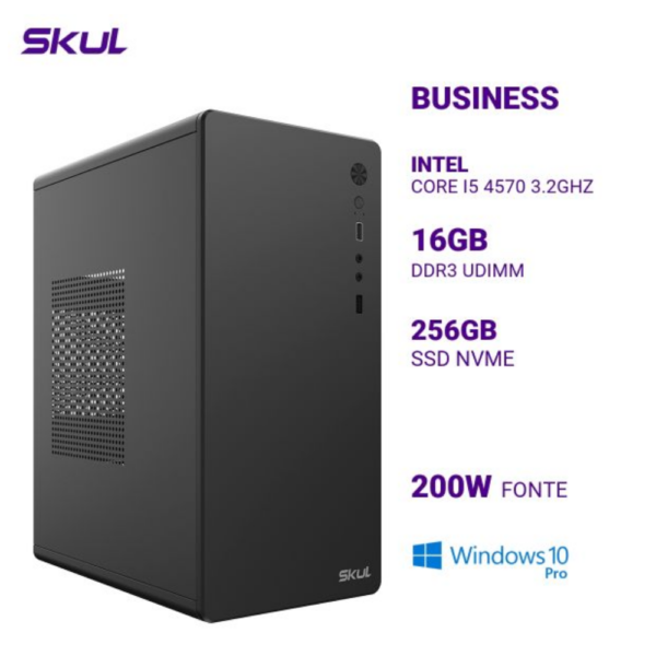 Computador B500 Core I5 4570 3.2Ghz Mem 16Gb Ddr3 Ssd 256Gb Nvme Fonte 200W Windows 10 Pro