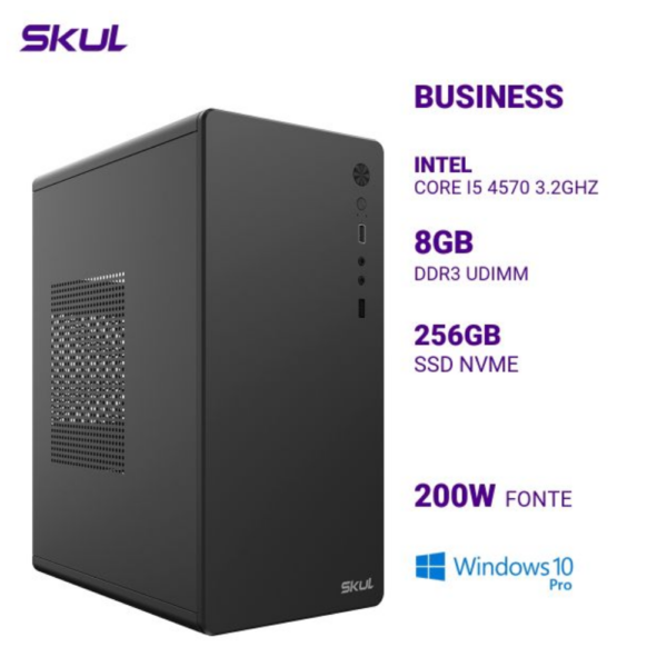 Computador B500 Core I5 4570 3.2Ghz Mem 8Gb Ddr3 Ssd 256Gb Nvme Fonte 200W Windows 10 Pro