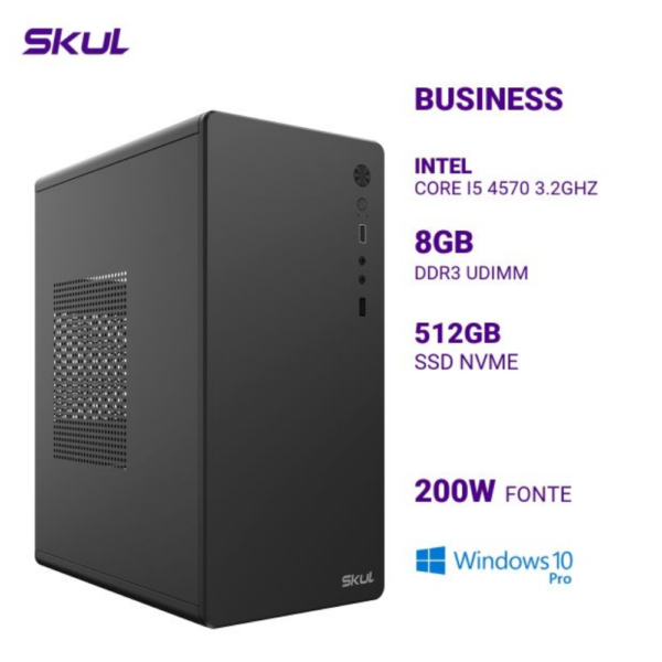 Computador B500 Core I5 4570 3.2Ghz Mem 8Gb Ddr3 Ssd 512Gb Nvme Fonte 200W Windows 10 Pro