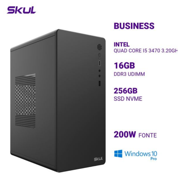 Computador B500 Quad Core I5 3470 3.20Ghz Mem 16Gb Ddr3 Ssd 256Gb Nvme Fonte 200W Windows 10 Pro