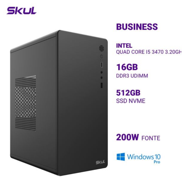 Computador B500 Quad Core I5 3470 3.20Ghz Mem 16Gb Ddr3 Ssd 512Gb Nvme Fonte 200W Windows 10 Pro
