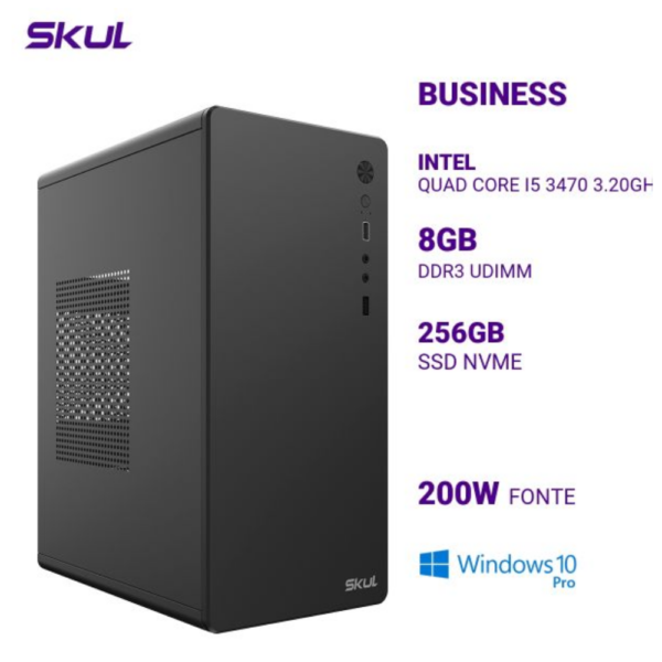 Computador B500 Quad Core I5 3470 3.20Ghz Mem 8Gb Ddr3 Ssd 256Gb Nvme Fonte 200W Windows 10 Pro