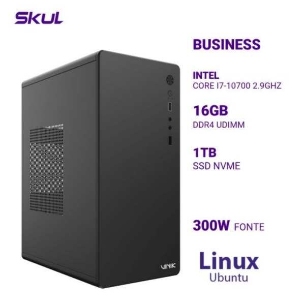 Computador B700 Core I7-10700 2.9Ghz Mem 16Gb Ddr4 Ssd 1Tb Nvme Fonte 300W Linux Ubuntu