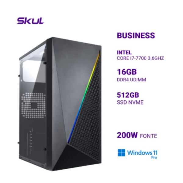 Computador B700 Core I7-7700 3.6Ghz Mem 16Gb Ddr4 Ssd 512Gb Nvme Fonte 200W Windows 11 Pro