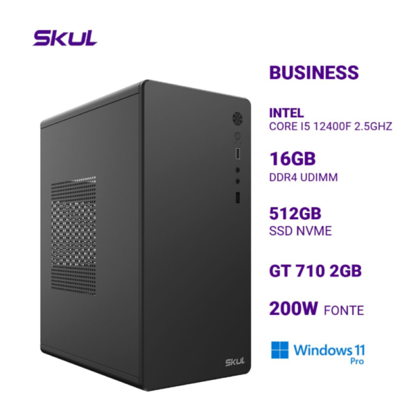 Computador Business B500 Core I5 12400F 2.5Ghz Mem 16Gb Ddr4 Ssd 512Gb Nvme Gt 710 2Gb Fonte 300W Windows 11 Pro