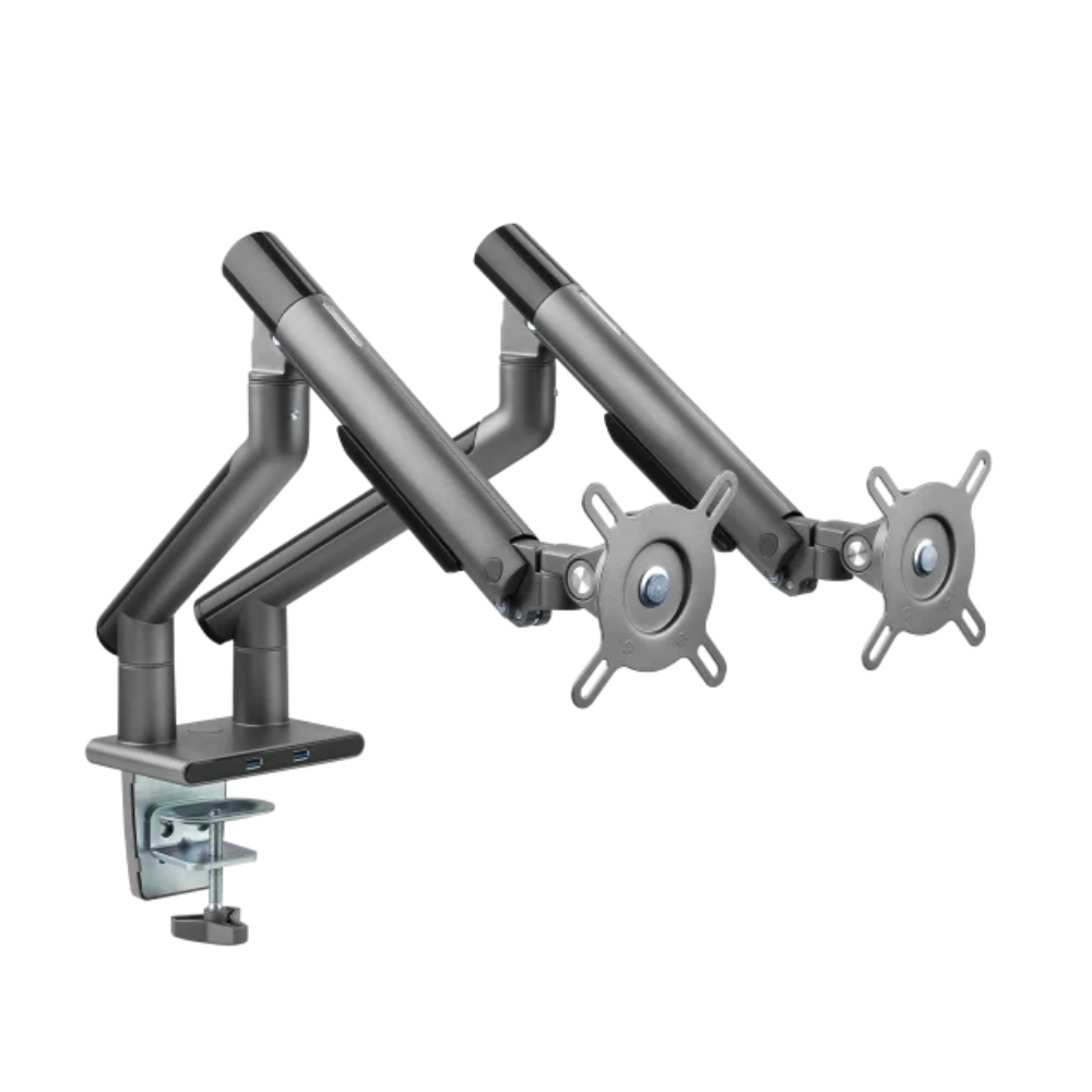 Suporte Articulado C/ Mola Para 2 Monitores- 17-32" C/ 2X Usb 3.0 - Cinza - Sm-015Gd - Imagem 2