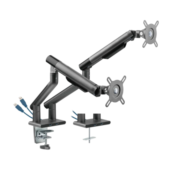 Suporte Articulado C/ Mola Para 2 Monitores- 17-32" C/ 2X Usb 3.0 - Cinza - Sm-015Gd
