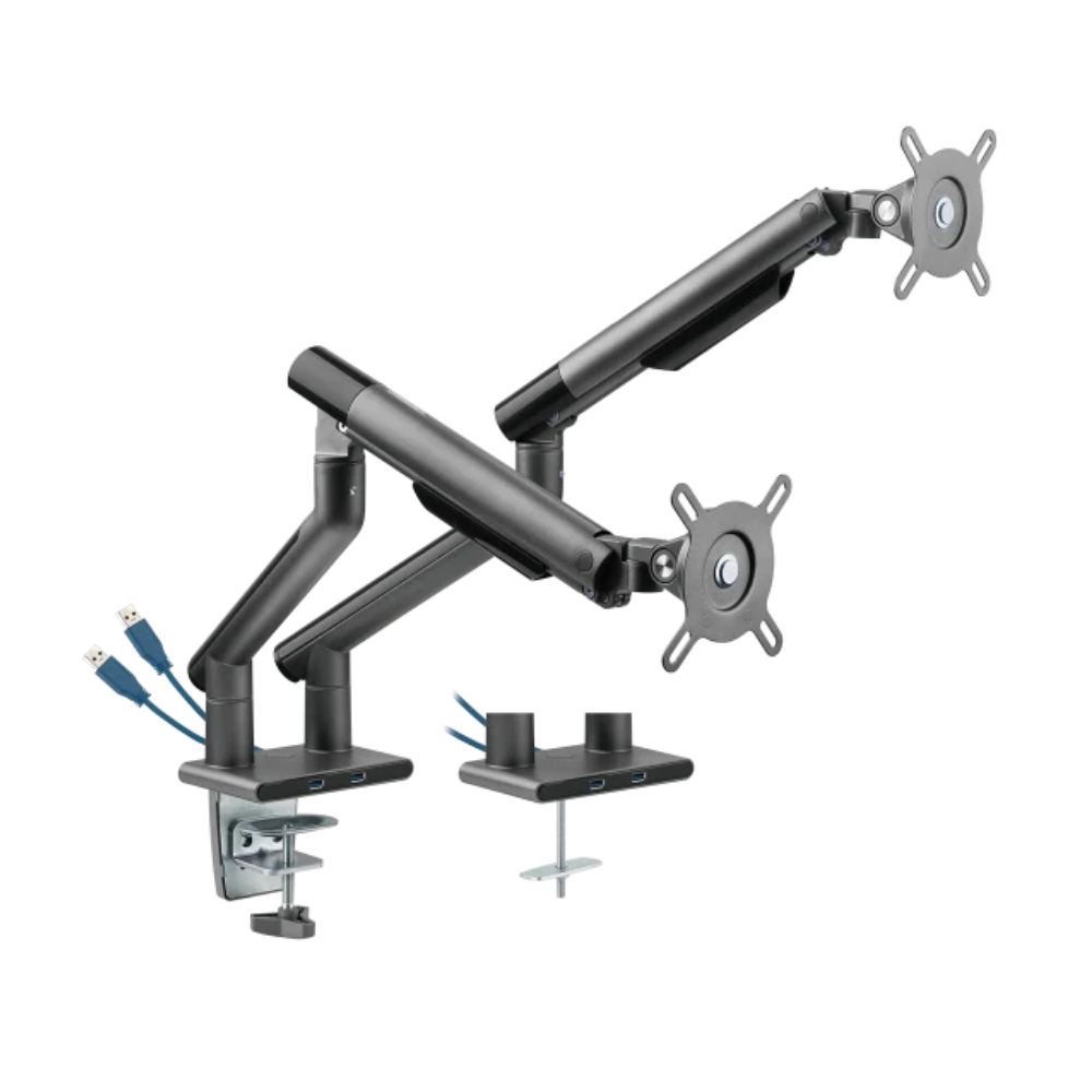 Suporte Articulado C/ Mola Para 2 Monitores- 17-32" C/ 2X Usb 3.0 - Cinza - Sm-015Gd