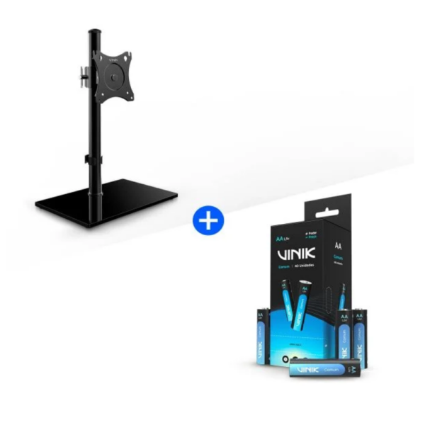 Suporte Para Monitor De 14 A 32" Com Base De Vidro E Organizador De Cabo - Sm420C + Pilha Comum AAA Tubo C/40 1.5V 200 Mah - Vp3At40C - Vinik