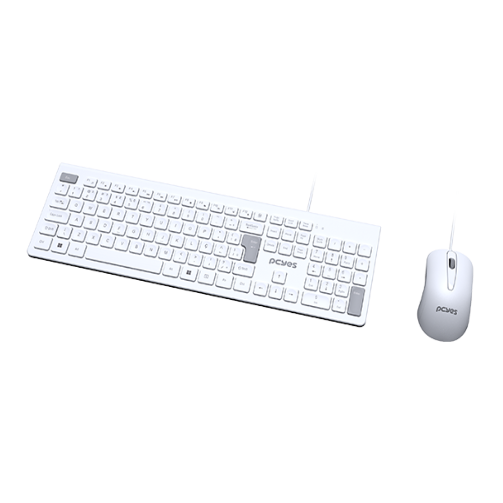 Kit Teclado E Mouse Usb Pcyes Soft Branco - Cabo 2 Metros - Pcosf2W - Imagem 3