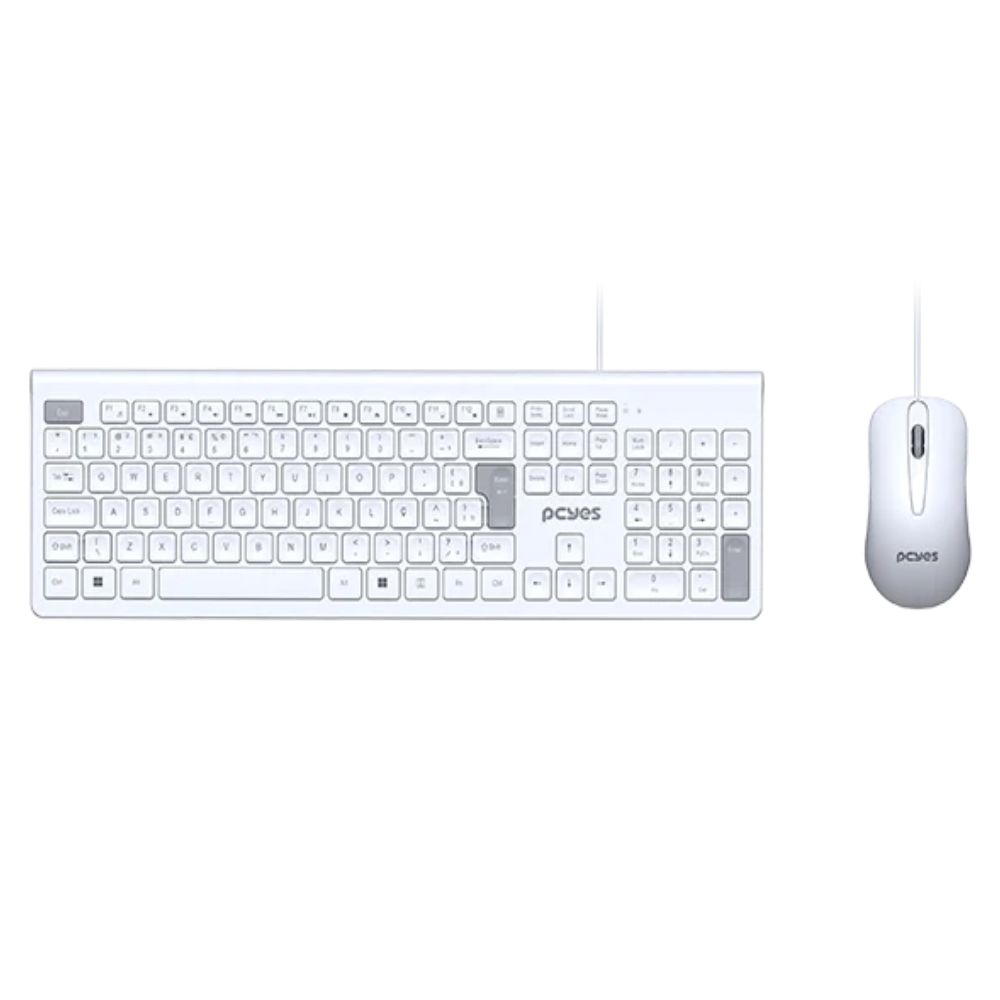 Combo Teclado E Mouse Usb Pcyes Soft Branco - Pcosf2W